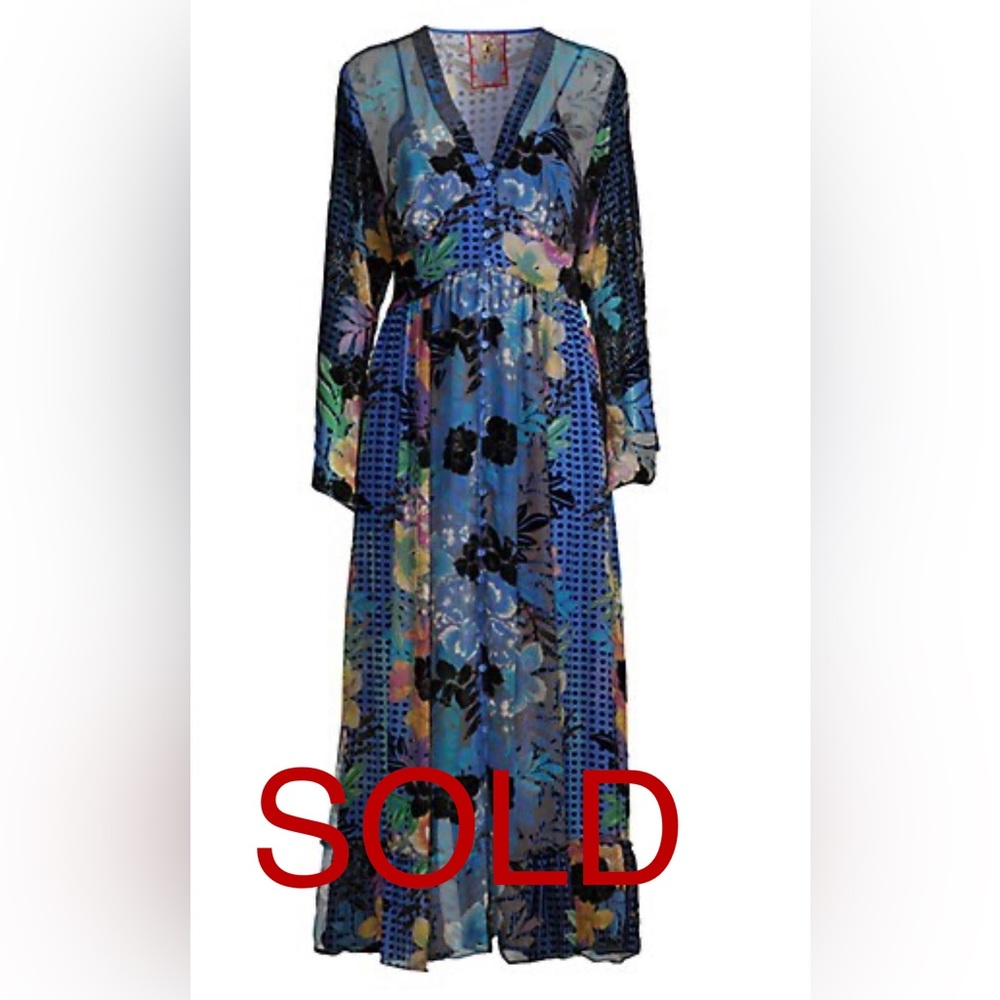$698~Sold$332 Lanai Dress Midi Sz XXL Johnny Was Lanai Burnout Beesley NEW